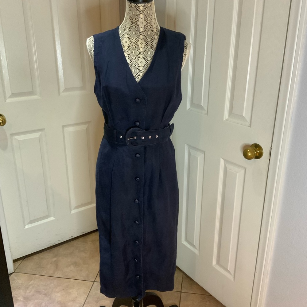 Vintage Jennifer Eden navy blue dress size 9/10